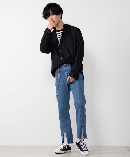 WEGO（ウィゴー）の「WEGO/ストレッチブロードバンドカラーポプリンシャツ（シャツ/ブラウス・メンズ・ホワイト/ブラック/ベージュ・MEDIUM/LARGE）」の8枚目の写真