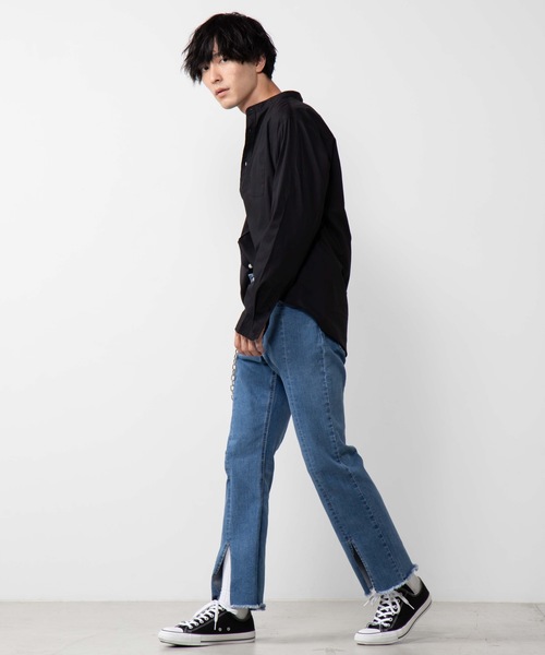 WEGO（ウィゴー）の「WEGO/ストレッチブロードバンドカラーポプリンシャツ（シャツ/ブラウス・メンズ・ホワイト/ブラック/ベージュ・MEDIUM/LARGE）」の9枚目の写真