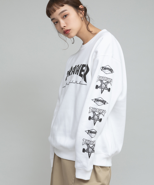 THRASHER(スラッシャー)の「THRASHER/スラッシャー MULTI-E CREW SWEAT スウェットトレーナー(スウェット・メンズ・ホワイト/ブラック/パープル/レッド・M/L/XL)」の3枚目の写真