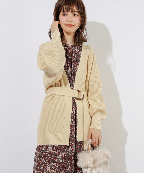 natural couture(ナチュラルクチュール)の「ベルト付きミドルカーディガン(カーディガン/ボレロ・レディース・ブラウン/オフホワイト/ピンク/レンガ・FREE)」の22枚目の写真