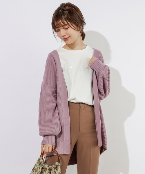 natural couture(ナチュラルクチュール)の「ベルト付きミドルカーディガン(カーディガン/ボレロ・レディース・ブラウン/オフホワイト/ピンク/レンガ・FREE)」の11枚目の写真