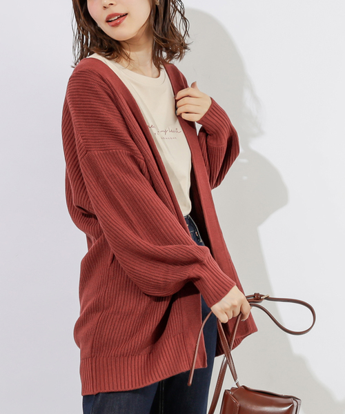 natural couture(ナチュラルクチュール)の「ベルト付きミドルカーディガン(カーディガン/ボレロ・レディース・ブラウン/オフホワイト/ピンク/レンガ・FREE)」の20枚目の写真