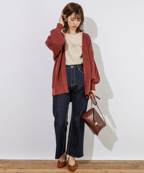 natural couture(ナチュラルクチュール)の「ベルト付きミドルカーディガン(カーディガン/ボレロ・レディース・ブラウン/オフホワイト/ピンク/レンガ・FREE)」の17枚目の写真