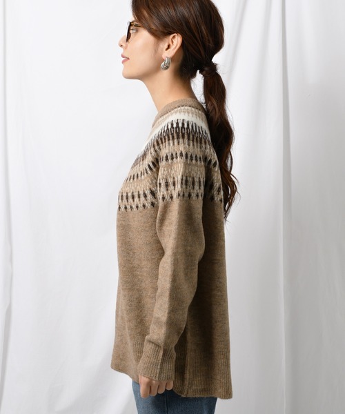 Ambre Neige（アンブルネージュ）の「ノルディック柄ニット【WEB/EC限定商品】（ニット/セーター・レディース・ブラック/ベージュ・FREE）」の6枚目の写真