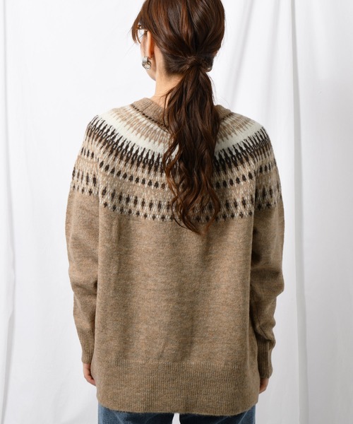 Ambre Neige（アンブルネージュ）の「ノルディック柄ニット【WEB/EC限定商品】（ニット/セーター・レディース・ブラック/ベージュ・FREE）」の3枚目の写真