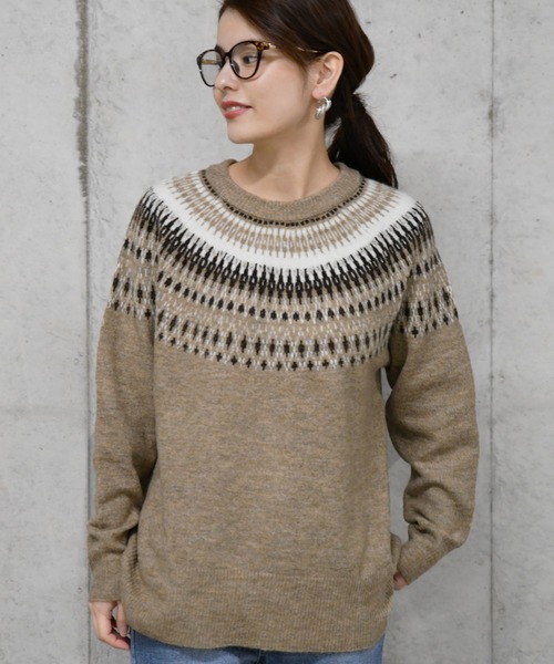 Ambre Neige（アンブルネージュ）の「ノルディック柄ニット【WEB/EC限定商品】（ニット/セーター・レディース・ブラック/ベージュ・FREE）」の11枚目の写真