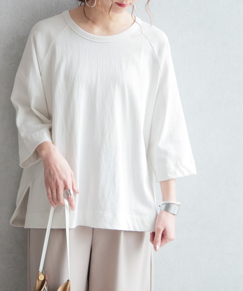reca(レカ)の「7分袖ラグランカットソー(Tシャツ/カットソー・レディース・ブラック/オフホワイト/カーキ・FREE)」の2枚目の写真