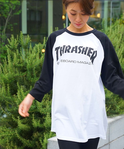 ⭐️美品‼️スラッシャー×ルーディーズコラボ TシャツV Kデザイン US限定！THRASHER スラッシャー x GIRL ガール コラボ ロゴ T