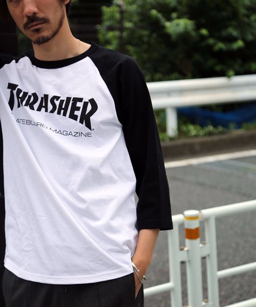THRASHER（スラッシャー）の「MAG LOGO RAGLAN 3/4 SLEEVE T-SHIRTS / THRASHER スラッシャー 7分丈 ラグランスリーブ スケボー ストリート ロンT ユニセックス ロゴプリント（Tシャツ/カットソー・メンズ・グレー/ホワイト×ブラック・SMALL/MEDIUM/LARGE/X-LARGE）」の17枚目の写真