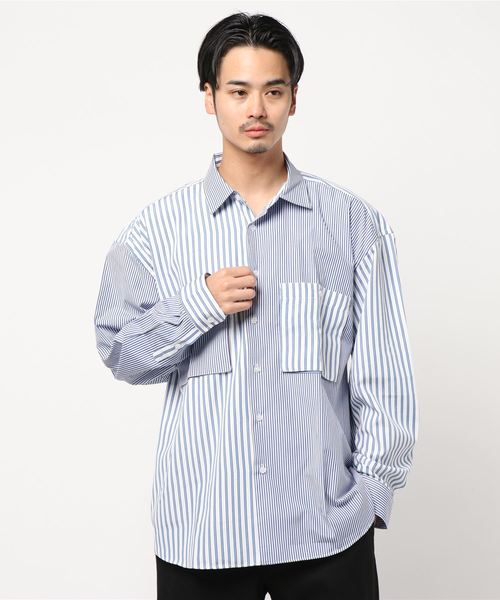JUNRED（ジュンレッド）の「ストライプスウィッチシャツ（シャツ/ブラウス・メンズ・ブルー/グレー・L/M）」の6枚目の写真