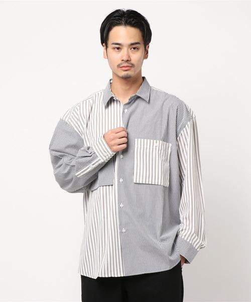 JUNRED（ジュンレッド）の「ストライプスウィッチシャツ（シャツ/ブラウス・メンズ・ブルー/グレー・L/M）」の5枚目の写真