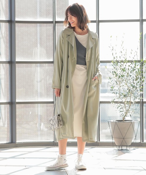 KOBE LETTUCE（コウベレタス）の「シャイニーツイルトレンチコート（トレンチコート・レディース・ベージュ/カーキ/ブルー/アイボリー・FREE）」の6枚目の写真
