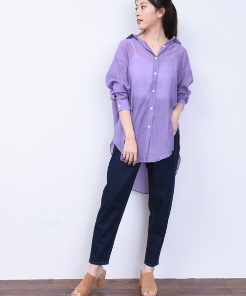 ap retro（アプレトロ）の「カラーシアBIGシャツ【ZOZO限定アイテム】（シャツ/ブラウス・レディース・パープル/オフホワイト/イエロー/オレンジ/グリーン・FREE）」の3枚目の写真