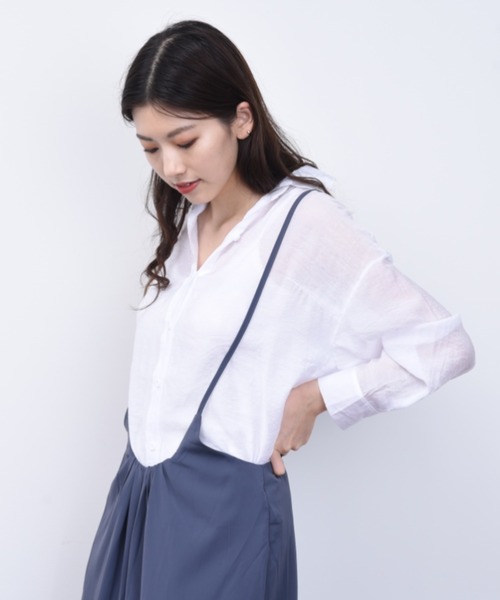 ap retro（アプレトロ）の「カラーシアBIGシャツ【ZOZO限定アイテム】（シャツ/ブラウス・レディース・パープル/オフホワイト/イエロー/オレンジ/グリーン・FREE）」の2枚目の写真