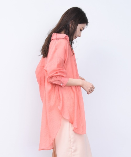 ap retro（アプレトロ）の「カラーシアBIGシャツ【ZOZO限定アイテム】（シャツ/ブラウス・レディース・パープル/オフホワイト/イエロー/オレンジ/グリーン・FREE）」の5枚目の写真