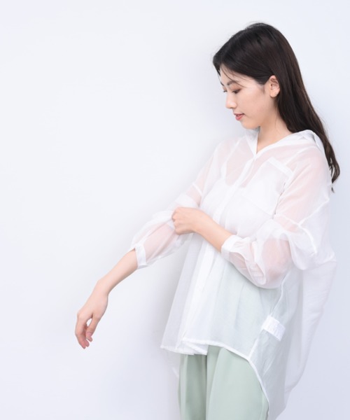 ap retro（アプレトロ）の「カラーシアBIGシャツ【ZOZO限定アイテム】（シャツ/ブラウス・レディース・パープル/オフホワイト/イエロー/オレンジ/グリーン・FREE）」の7枚目の写真