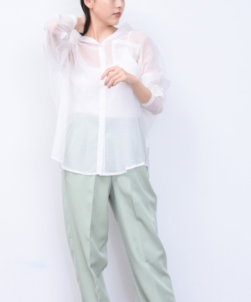 ap retro（アプレトロ）の「カラーシアBIGシャツ【ZOZO限定アイテム】（シャツ/ブラウス・レディース・パープル/オフホワイト/イエロー/オレンジ/グリーン・FREE）」の12枚目の写真