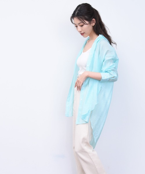 ap retro（アプレトロ）の「カラーシアBIGシャツ【ZOZO限定アイテム】（シャツ/ブラウス・レディース・パープル/オフホワイト/イエロー/オレンジ/グリーン・FREE）」の18枚目の写真