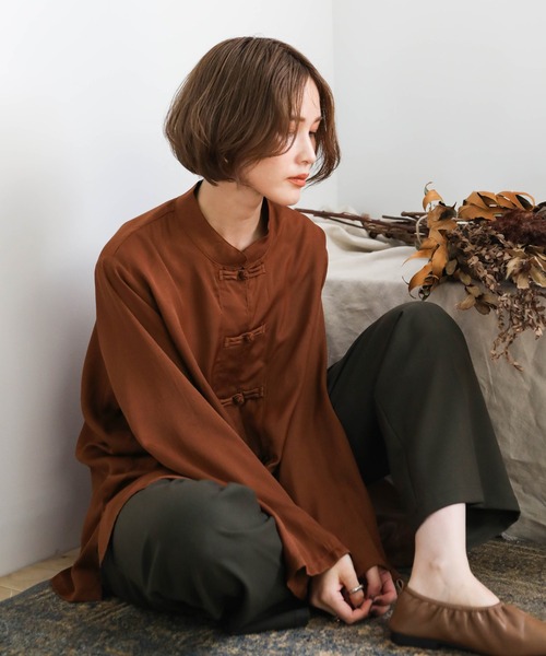 2020 A/W チャイナシャツ(スタンドカラーサイドスリットボタンデザイン