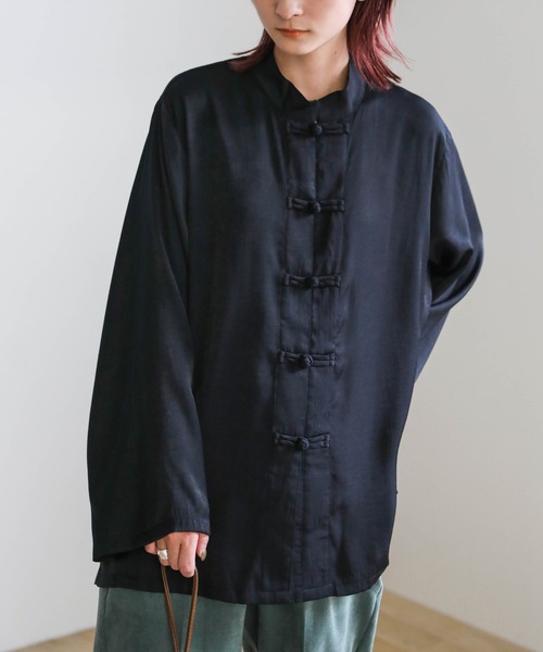select MOCA（セレクトモカ）の「2020 A/W チャイナシャツ(スタンドカラーサイドスリットボタンデザインシャツ)（シャツ/ブラウス・レディース・ブラウン/モカ/スミクロ・FREE）」の19枚目の写真