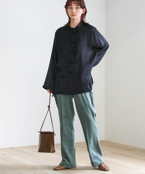 select MOCA（セレクトモカ）の「2020 A/W チャイナシャツ(スタンドカラーサイドスリットボタンデザインシャツ)（シャツ/ブラウス・レディース・ブラウン/モカ/スミクロ・FREE）」の17枚目の写真