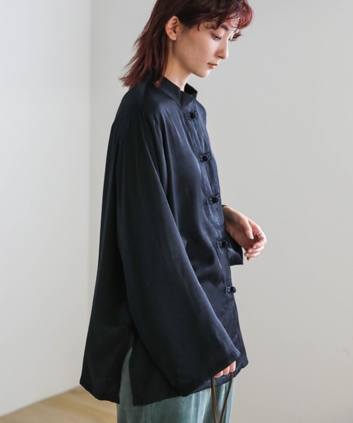 select MOCA（セレクトモカ）の「2020 A/W チャイナシャツ(スタンドカラーサイドスリットボタンデザインシャツ)（シャツ/ブラウス・レディース・ブラウン/モカ/スミクロ・FREE）」の21枚目の写真