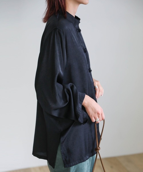 select MOCA（セレクトモカ）の「2020 A/W チャイナシャツ(スタンドカラーサイドスリットボタンデザインシャツ)（シャツ/ブラウス・レディース・ブラウン/モカ/スミクロ・FREE）」の22枚目の写真