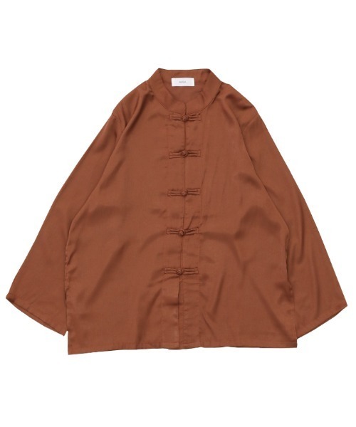 select MOCA（セレクトモカ）の「2020 A/W チャイナシャツ(スタンドカラーサイドスリットボタンデザインシャツ)（シャツ/ブラウス・レディース・ブラウン/モカ/スミクロ・FREE）」の10枚目の写真