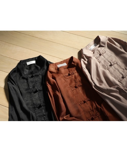 select MOCA（セレクトモカ）の「2020 A/W チャイナシャツ(スタンドカラーサイドスリットボタンデザインシャツ)（シャツ/ブラウス・レディース・ブラウン/モカ/スミクロ・FREE）」の8枚目の写真