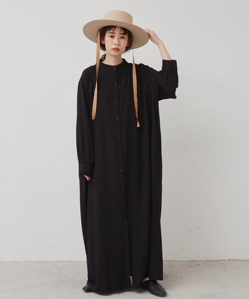 Libra Cue(リブラ キュー)の「2020AW / バンドカラーロングスリーブシャツワンピース(ワンピース・レディース・ブラック/ベージュ/ネイビー・FREE)」の7枚目の写真