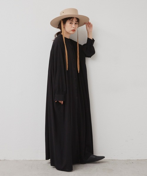Libra Cue(リブラ キュー)の「2020AW / バンドカラーロングスリーブシャツワンピース(ワンピース・レディース・ブラック/ベージュ/ネイビー・FREE)」の14枚目の写真
