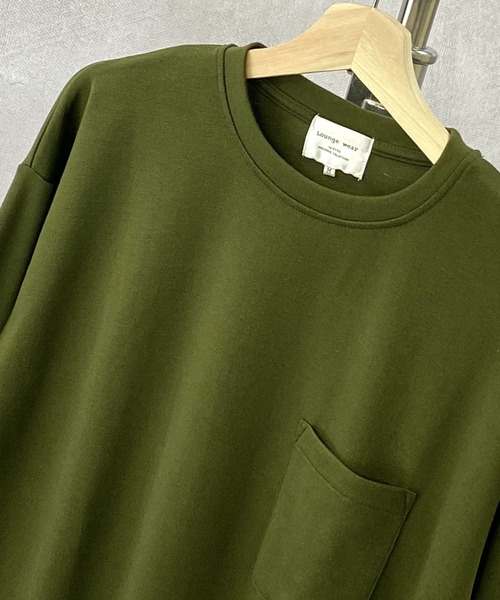 Beno（ビーノ）の「T/Cポンチ ワイドシルエット ロングスリーブ Tシャツ（Tシャツ/カットソー・メンズ・オフホワイト/ブラック/ダークグレー/グレイッシュベージュ/サンドベージュ/ダークブラウン/ダークグリーン/ネイビー・M/L）」の9枚目の写真