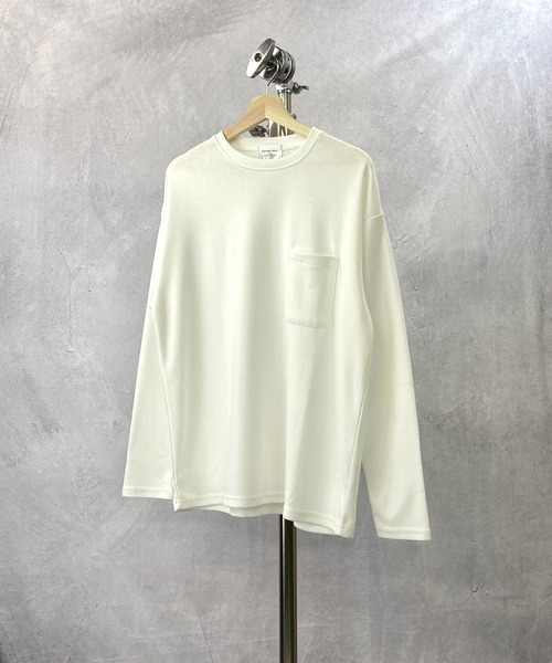 Beno（ビーノ）の「T/Cポンチ ワイドシルエット ロングスリーブ Tシャツ（Tシャツ/カットソー・メンズ・オフホワイト/ブラック/ダークグレー/グレイッシュベージュ/サンドベージュ/ダークブラウン/ダークグリーン/ネイビー・M/L）」の22枚目の写真