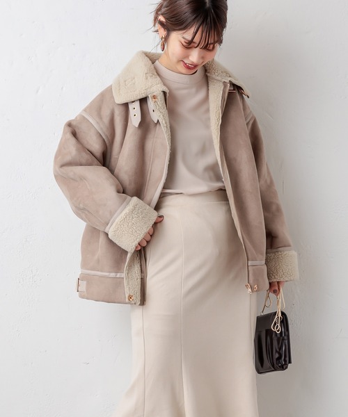 natural couture（ナチュラルクチュール）の「スエード×ボアフライトジャケット（その他アウター・レディース・ベージュ/サックスブルー/アイボリー/モカ・FREE）」の13枚目の写真