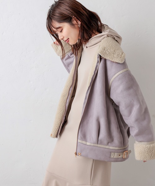 natural couture（ナチュラルクチュール）の「スエード×ボアフライトジャケット（その他アウター・レディース・ベージュ/サックスブルー/アイボリー/モカ・FREE）」の20枚目の写真