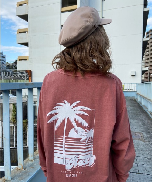 ROXY(ロキシー)の「ROXY/ロキシー ビッグシルエット ヤシの木バックプリントロンT RLT211063(Tシャツ/カットソー・レディース・マルチ/オレンジ/ホワイト/ブルー・L/M)」の3枚目の写真