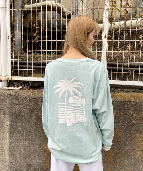 ROXY(ロキシー)の「ROXY/ロキシー ビッグシルエット ヤシの木バックプリントロンT RLT211063(Tシャツ/カットソー・レディース・マルチ/オレンジ/ホワイト/ブルー・L/M)」の2枚目の写真