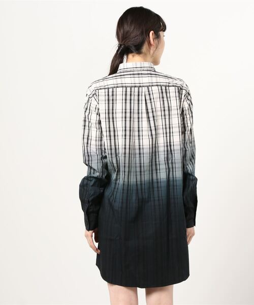 FRED PERRY グレーチェック柄 ノースリーブワンピース 10 Monochrome Check Shirt Dress／モノクロチェックワンピース