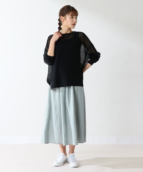 Honeys（ハニーズ）の「メッシュ編アンサンブル（アンサンブル・レディース・ブラック/ベージュ/オリーブ/ブルー/アイボリー・M/L）」の12枚目の写真