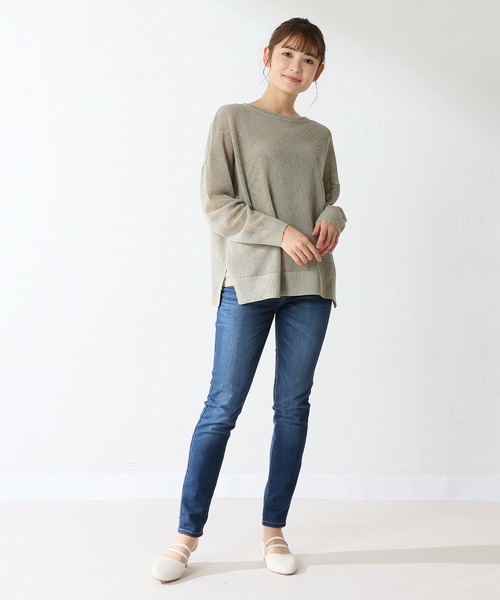 Honeys（ハニーズ）の「メッシュ編アンサンブル（アンサンブル・レディース・ブラック/ベージュ/オリーブ/ブルー/アイボリー・M/L）」の14枚目の写真