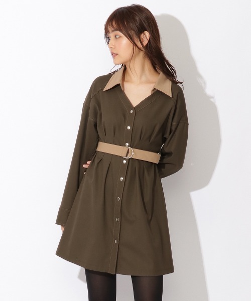 ランキング1位 Redyazel レディアゼル のファッション ワンピース バイカラーコンパクトシャツワンピース ワンピース