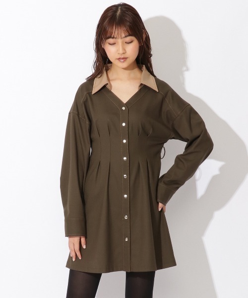 ワンピースバイカラーコンパクトシャツワンピース ワンピース Redyazel レディアゼル のファッション