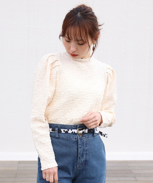 one after another NICE CLAUP(ワンアフターアナザーナイスクラップ)の「ぷくぷくプチハイネックトップス(Tシャツ/カットソー・レディース・ブラック/オフホワイト/イエロー/アイボリー・FREE)」の14枚目の写真