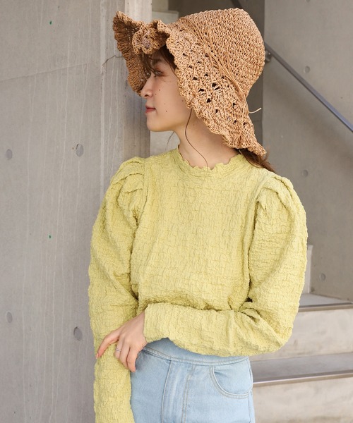 one after another NICE CLAUP(ワンアフターアナザーナイスクラップ)の「ぷくぷくプチハイネックトップス(Tシャツ/カットソー・レディース・ブラック/オフホワイト/イエロー/アイボリー・FREE)」の19枚目の写真