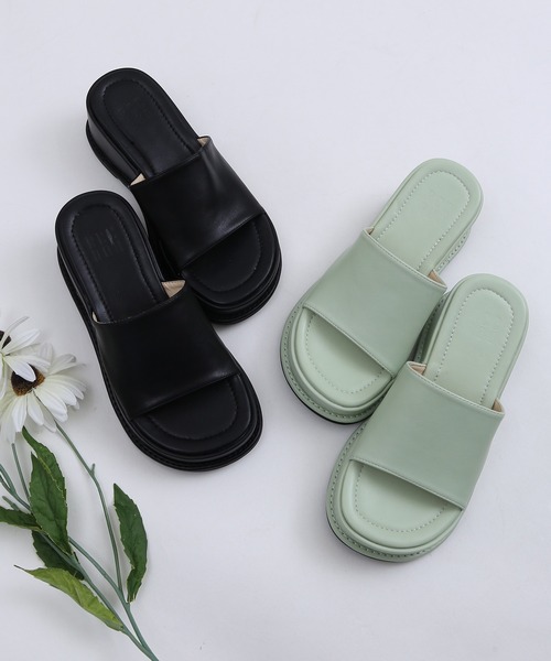 WC（ダブル シー）の「厚底デザインサンダル（サンダル・レディース・ブラック/グリーン・MEDIUM/SMALL）」の6枚目の写真