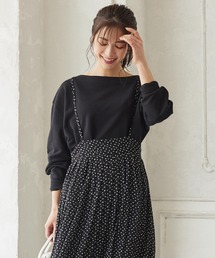 無地・ボーダー柄変形スウェットカットソー