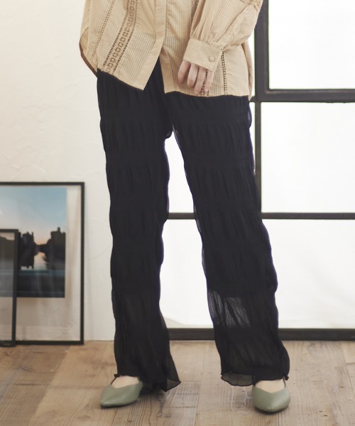 MATCH&more（マッチアンドモア）の「マジョリカプリーツパンツ（その他パンツ・レディース・オフホワイト/ブラウン/ブラック・FREE）」の14枚目の写真