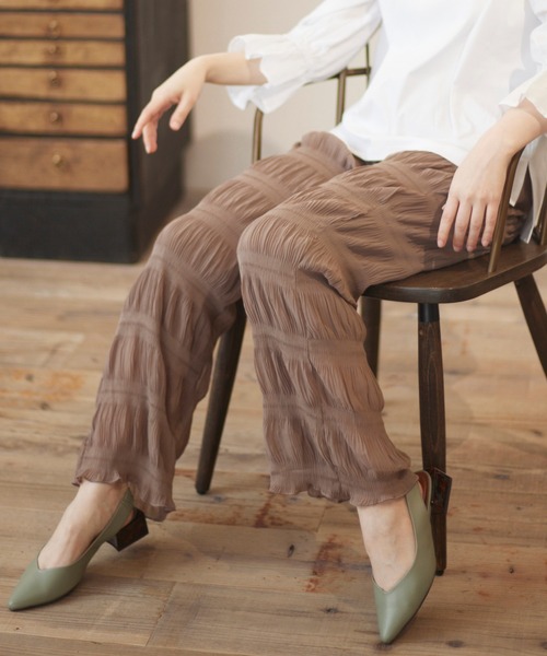 MATCH&more（マッチアンドモア）の「マジョリカプリーツパンツ（その他パンツ・レディース・オフホワイト/ブラウン/ブラック・FREE）」の6枚目の写真