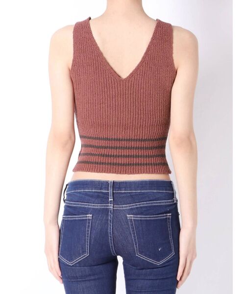 GYDA（ジェイダ）の「ウエストボーダー ニットタンクトップ（ニット/セーター・レディース・ブラック/オフホワイト/ピンク・FREE）」の12枚目の写真