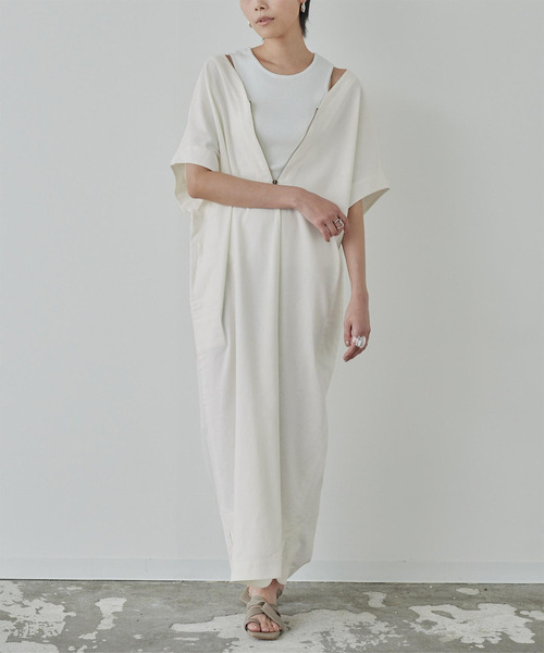 miette(ミエット)の「前後2wayリネン混カフタンワンピース(ワンピース・レディース・サンドベージュ/テラコッタ/ブラック/ホワイト・PS(XS-S)/M)」の2枚目の写真